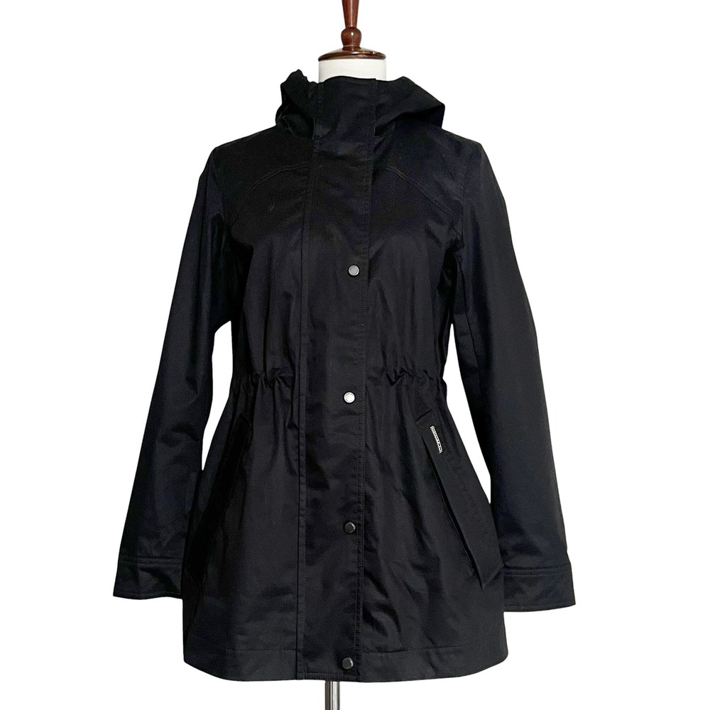 Hunter Womens Black Cotton Coat Hooded Rain Jacket Size S - Picture 4 of 12